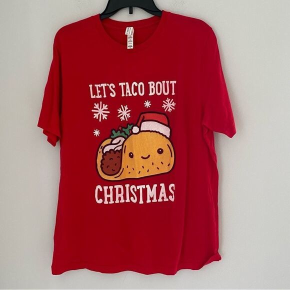 Men’s Short Sleeve Crew Neck Ugly Christmas Tee XL Taco Red - Picture 1 of 3